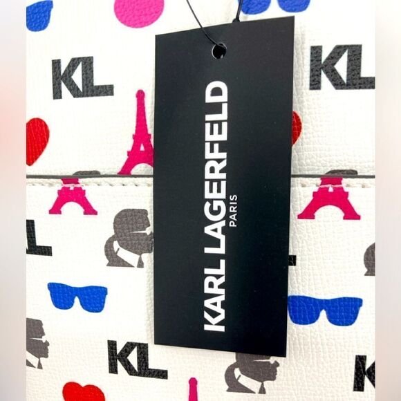 NWT Karl Lagerfeld Paris Adele Multi Color Logo Tote - Picture 10 of 11